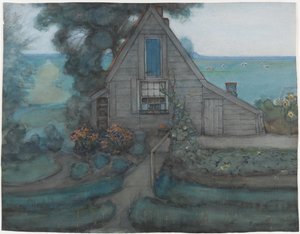 Triangulierte Bauernhausfassade mit Polder in Blau, ca. 1900 von Piet Mondrian